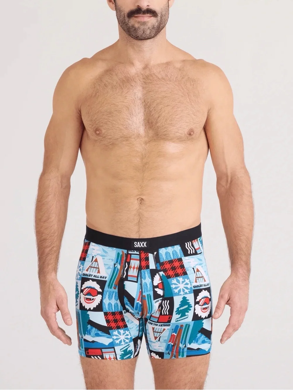 SAXX |‎ Men's Blue Chalet Print Boxer Briefs NWT XXL